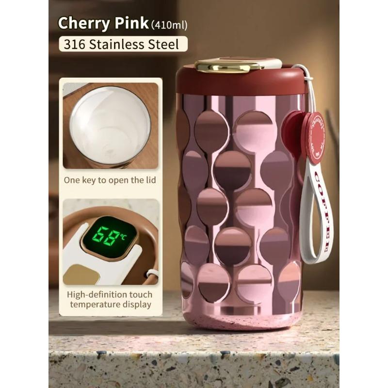 Thermos Stainless Cup Water Bottle Vacuum Cup Coffee Thermos Mug Leak-Proof Non-Slip Temperature Display Cup