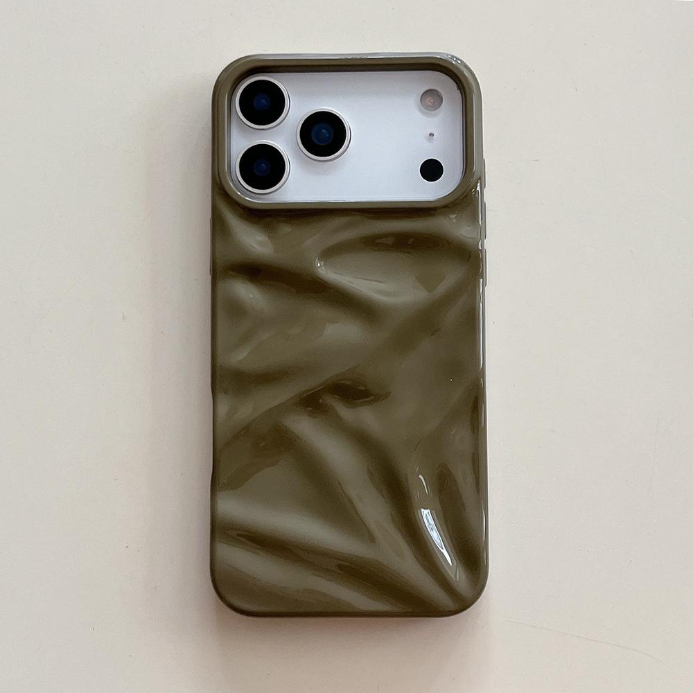 

Coffee Color 3D Water Ripple Pattern Phone Case For iPhone 17 16 15 14 13 12 11 Pro Max Soft Shockproof Silicone Cover Girls iPhone Air