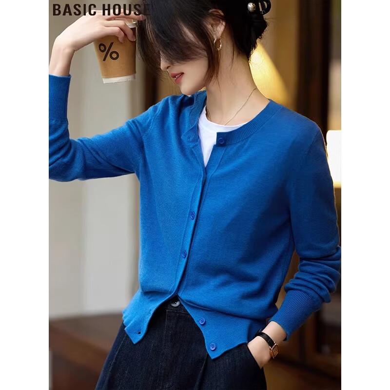 Basic House Women s Slim Fit Round Neck Knit Cardigan XL