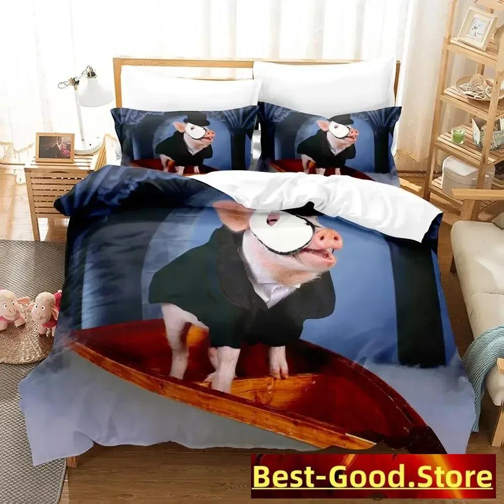Pink Pig Bedding Set Single Twin Full Queen King Size Bed Set Aldult Kid Bedroom Duvetcover Sets Anime Parure De Lit Bed