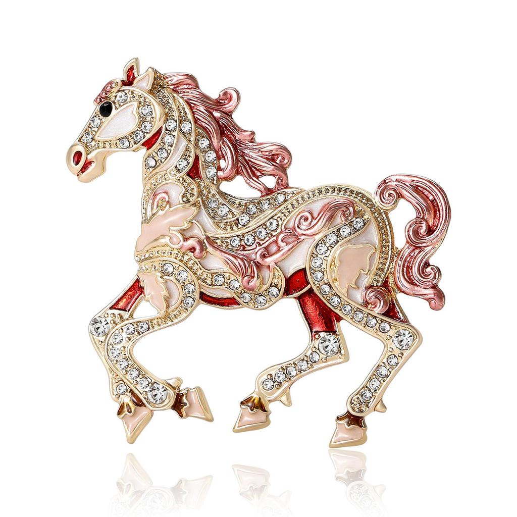Running Horse Brooch for Women Enamel Animal Party Banquet Pins