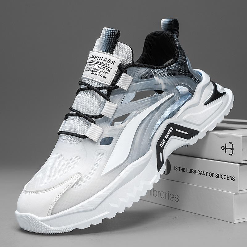 

2025 summer new men s sports shoes student breathable mesh explosion mecha hollow frame casual sports shoes 44