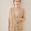 Women's Cashmere V-Neck Knit Cardigan - Warm, Loose, Slimming Sweater for Autumn & Winter