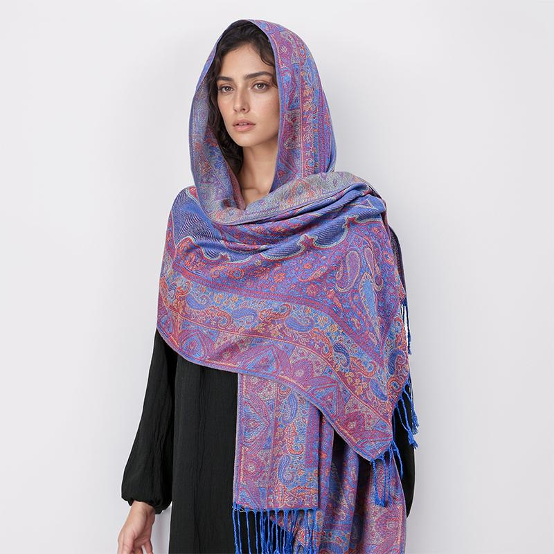 Winter Women Bufanda Jacquard Scarf  Printed Coquette Fashion Silky Long Shawl Ethnic Fringed Travel Scarves