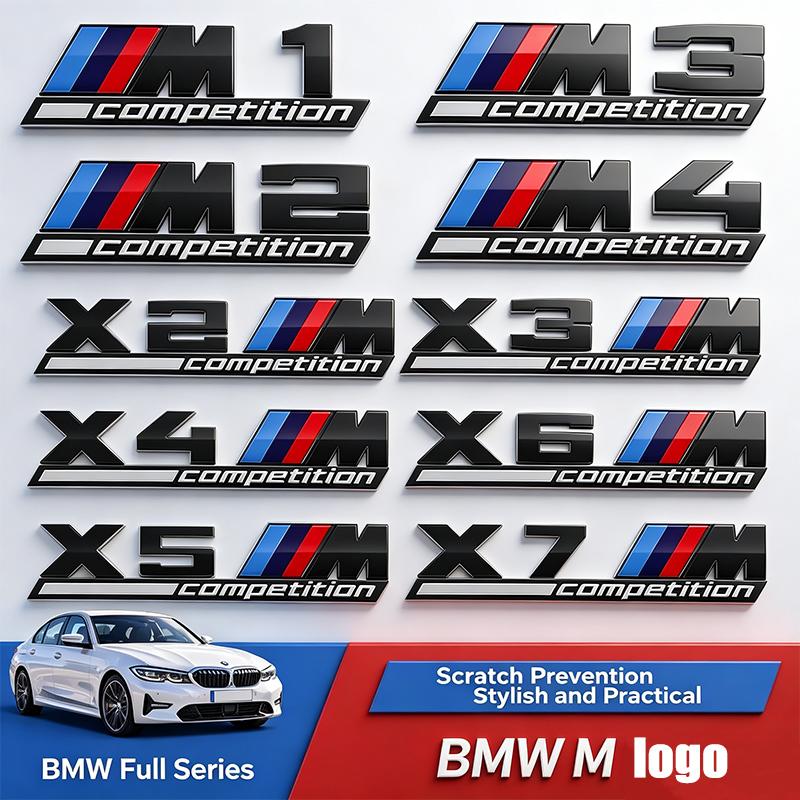 NTSM5 Glossy Black COMPETITION Bar Underlined Emblem For BMW Thunder Edition M1 M2 M3 M4 M5 M6 M7 M8 X3M X4M X5M X6M Car Trunk Sticker