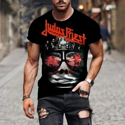 Rocková kapela Pánské tričko 3d potisk Judas Priest Tričko Pánské Dámské Módní Tričko s krátkým rukávem Hip Hop Topy Trička Heavy Metal Tričko