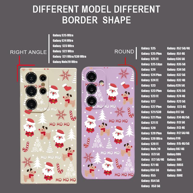 Christmas Deer Pattern Phone Case For Samsung Galaxy S24 S25 Ultra S23 S22 Ultra S21 S20 FE A14 A34 A15 A35 A52 A53 A54 A55 5G A16A36A56 Lanyard Cover