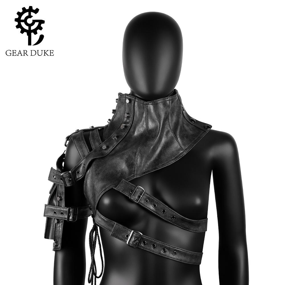 Women's Retro PU Leather Shoulder Bag - Punk Motorcycle Style with Armor Accents