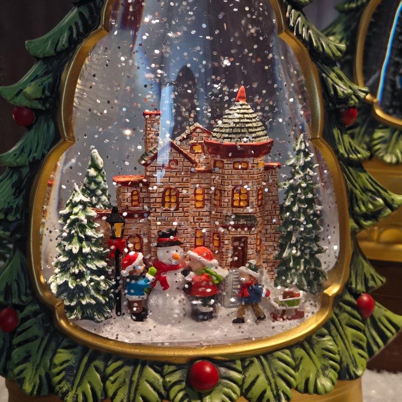 LED Lighted Christmas Tree Night Light Crystal Snowflake Ball Tabletop Holiday Decoration