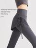 2026 Women's Plus Size High-Waisted Micro-Flare Yoga Pants – Fake Two-Piece Sports Fitness Base Layer for Chubby Girls.