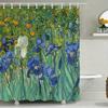 ~O~1pc Blue Irises, Abstract Art, Waterproof And Fabric, Bathroom Decor