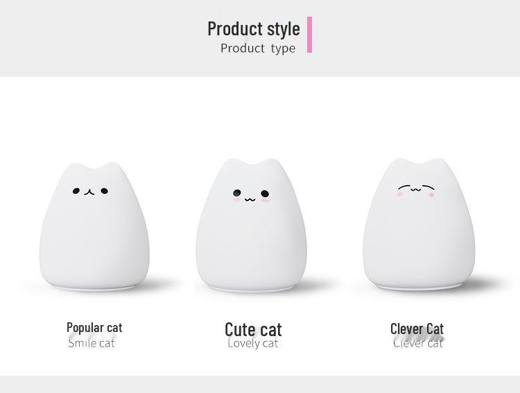 Mini Kitten LED Silicone Night Light: Colorful Cartoon Atmosphere Lamp for Kids.