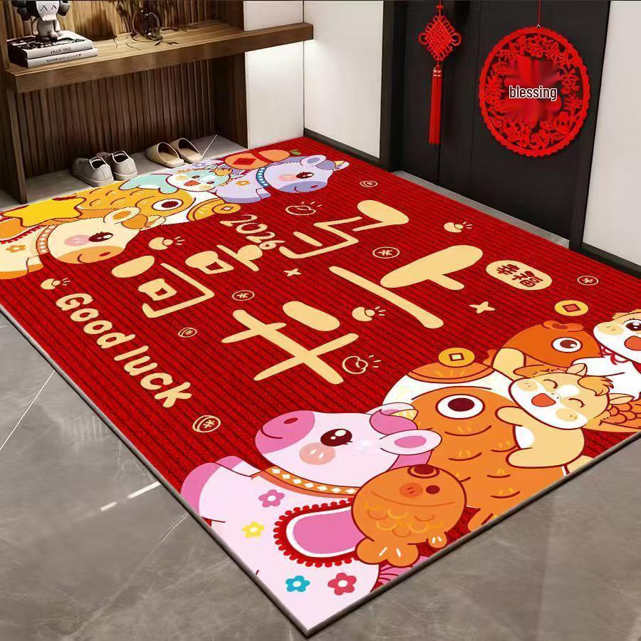 2026 Year of the Horse Red Doormat: Water Absorbent, Quick-Drying, Dirt Resistant Festive Entrance Mat