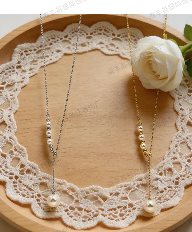 S925 Sterling Silver Adjustable Pearl Necklace - Women's Fashion Clavicle Chain