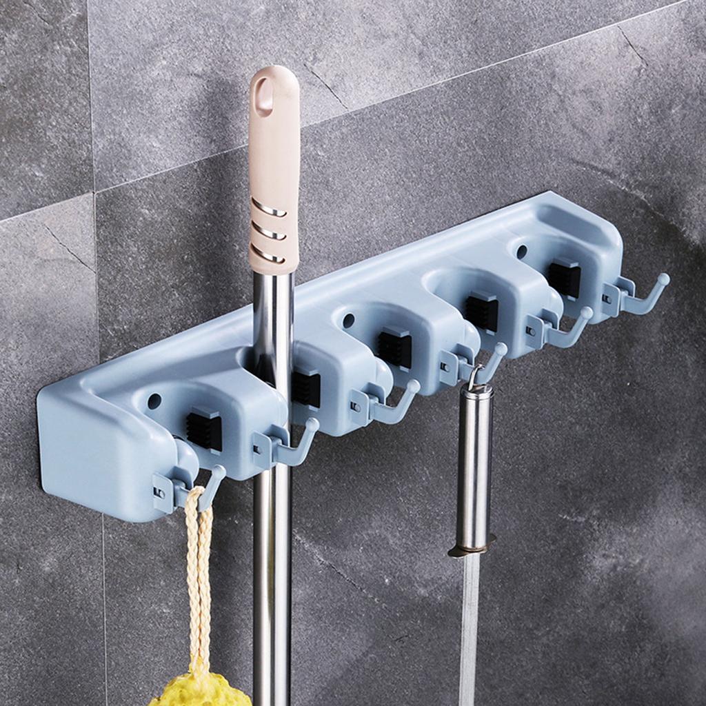 Bathroom Storage Holder Wall Mounted Mop Shelf Durable and Waterproof Plastic Holder for Homes Hotels and Public Places