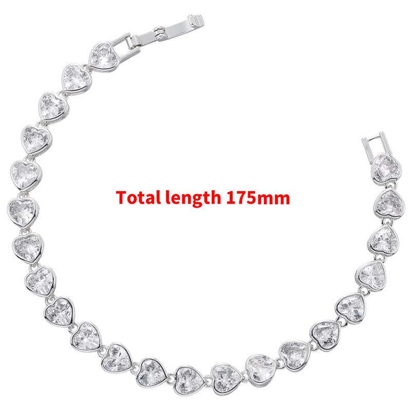 Light Luxury Full Diamond Love Bracelet Necklace Wind Heart Shaped Peach Heart Jewelry Set Female Vl311-313