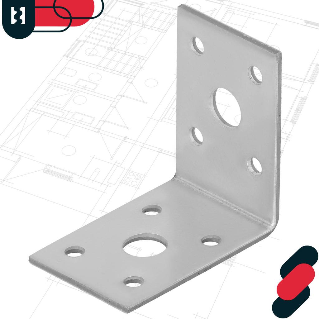 KOTARBAU® Carpenter's Angle Construction Connector Stainless Steel Galvanized 50 X 50 X 35 MM Set of 100 PCS