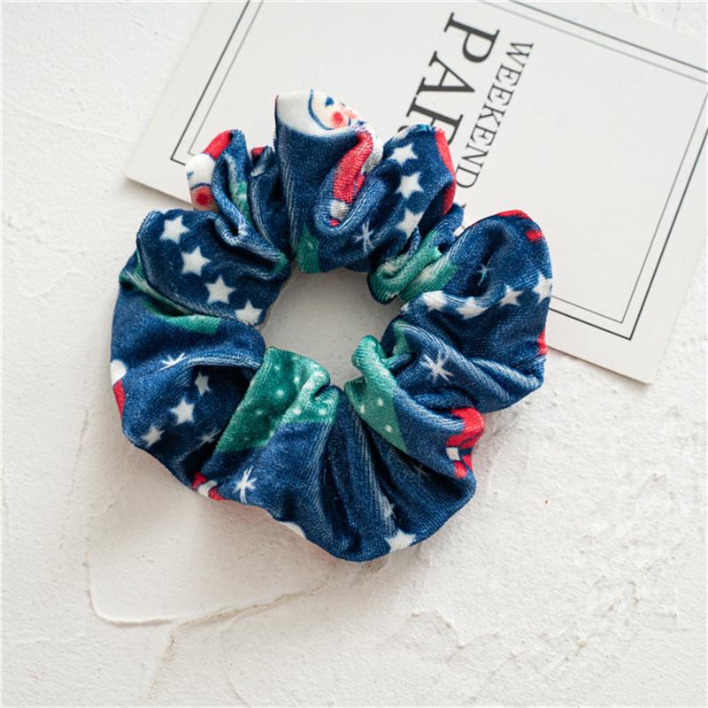 30pcs  Women Hair Scrunchies Christmas Print Corduroy Cloth Hairbands Lady Girls Ponytail Hair Ties Accessories