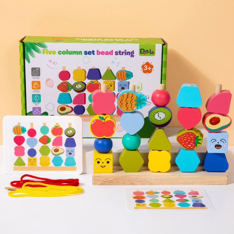 

Wooden Animal Fruit Dinosaur Shape Sorting Stacking Blocks Educational Toy For Toddlers Fruit