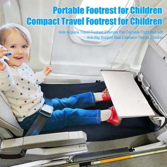 Kids Airplane Travel Footrest Extender Pad Foldable Flight Bed with Anti-Slip Support Seat Extension Pad for Children
