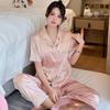 Temperament Simple Pink Love Printed Pajamas Spring And Summer Girl Home Leisure And Comfortable Suit