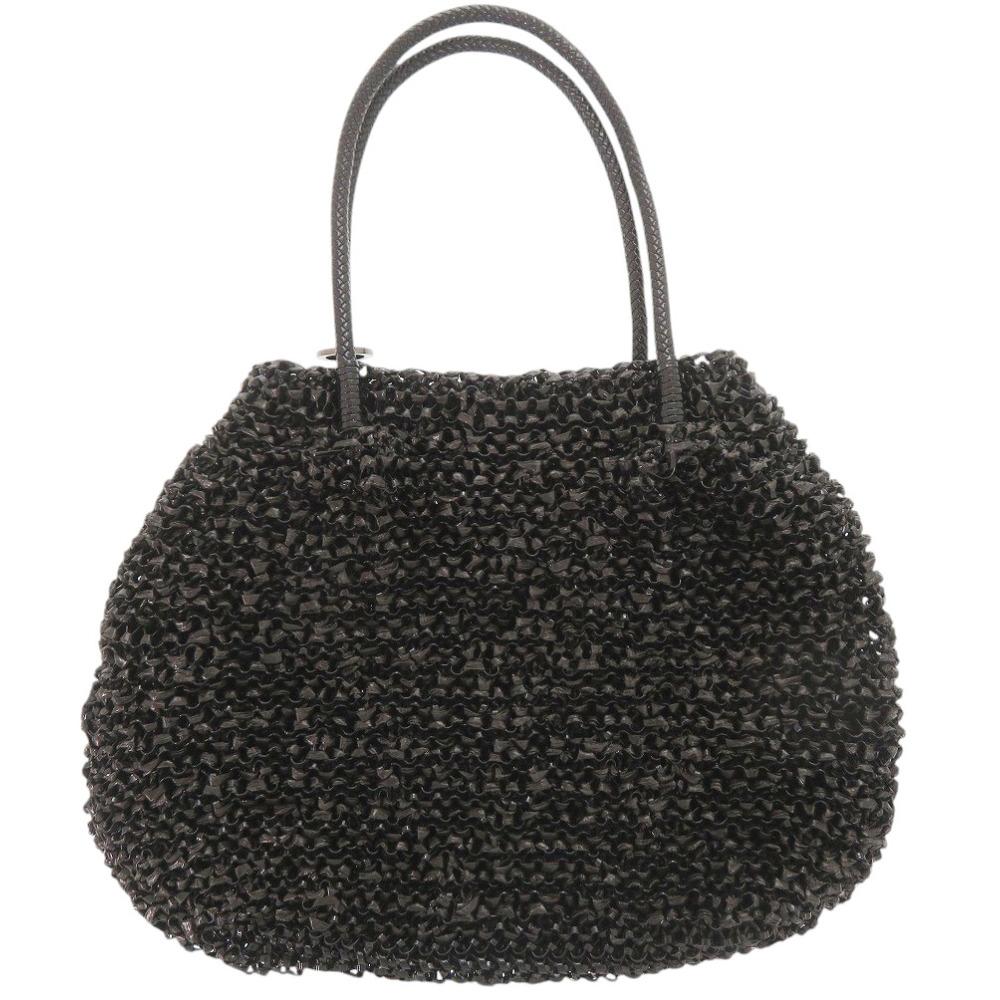 Used AUTHENTIC ANTEPRIMA Flower charmHand Bag Black polyester