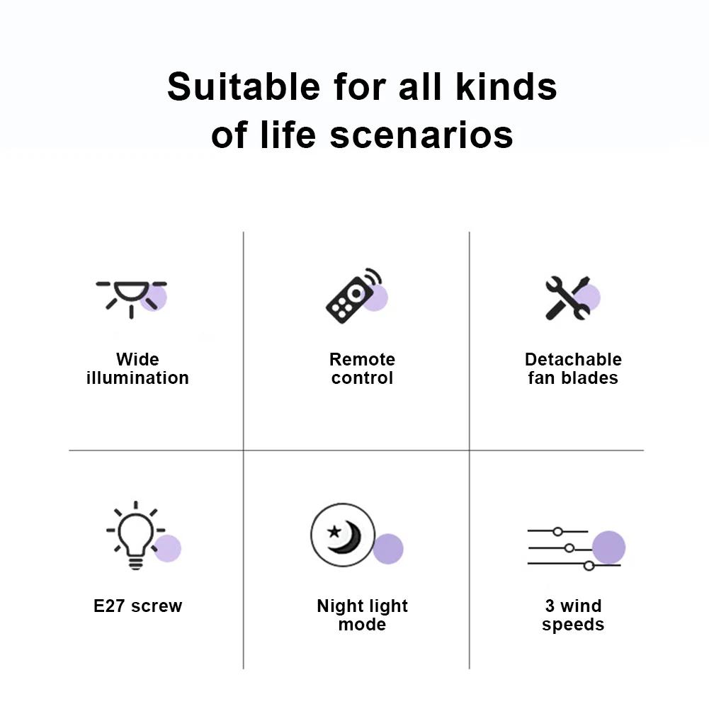 2 In 1 Hanging Fan with LED Lantern Remote Control Silent Ceiling Fan Universal Dimming Fan for Dining Room Bedroom Living Room