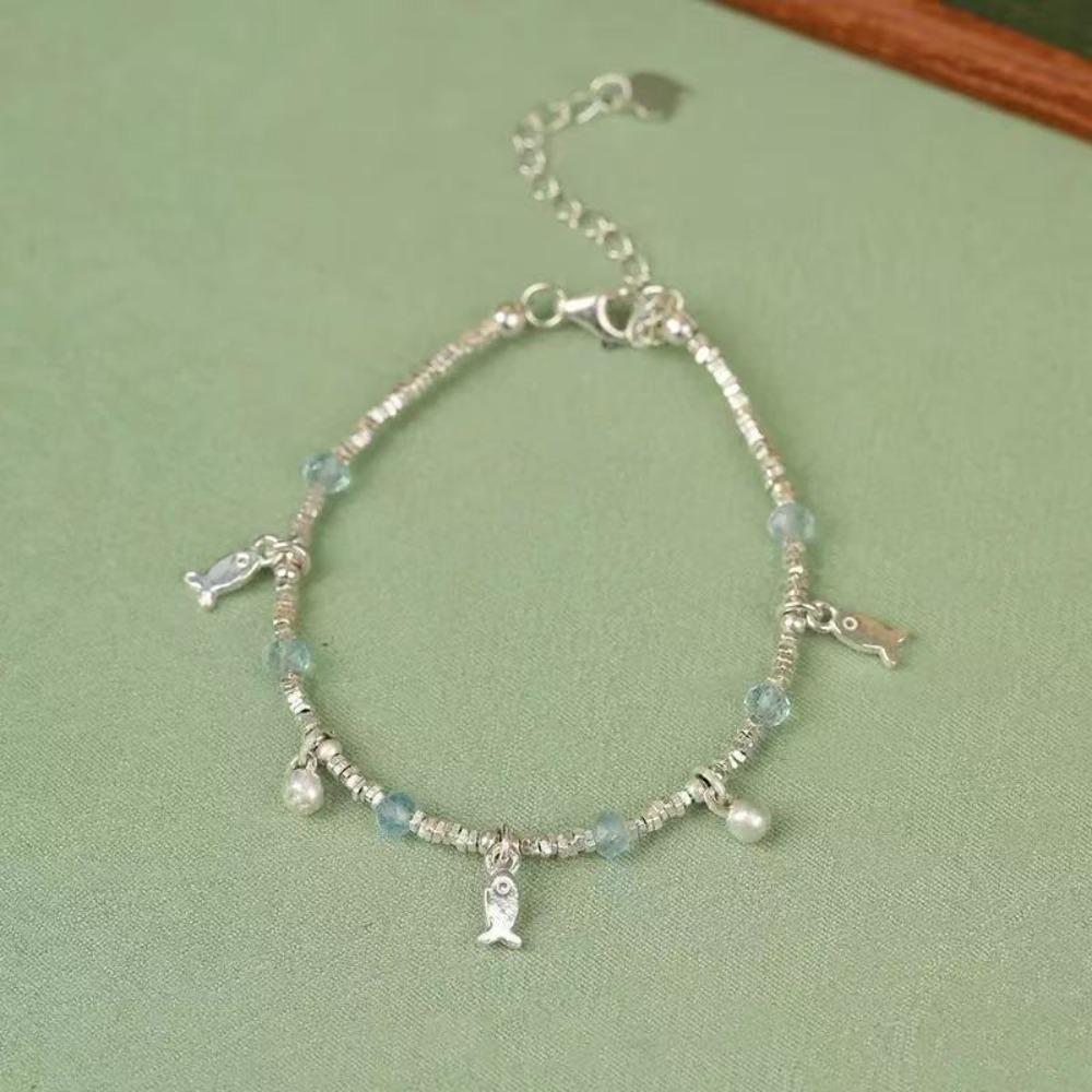 Simple Beaded Coiled Kitten Eating Fish Bracelet Cold Wind Temperament Niche Exquisite Versatile Bracelet