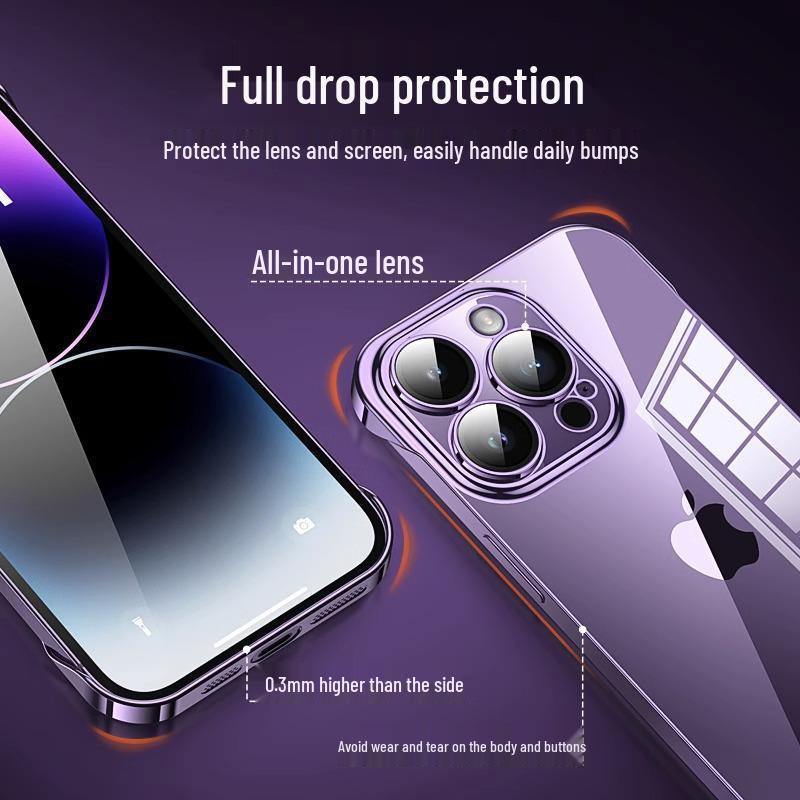 Compatible iPhone Case for Apple 17: Electroplated, Borderless, Built-in Lens Film, Drop-Proof, Dust-Proof PC Protection.