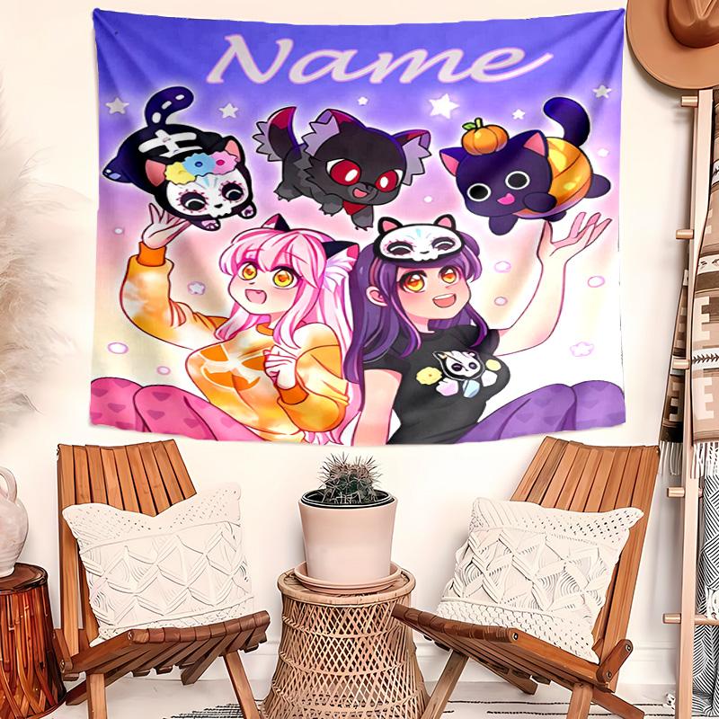 Personalized Aphmau Background Tapestry,Custom Name Birthday Party,Multifunctional Wall Decoration for Home Decor,Various Occasions