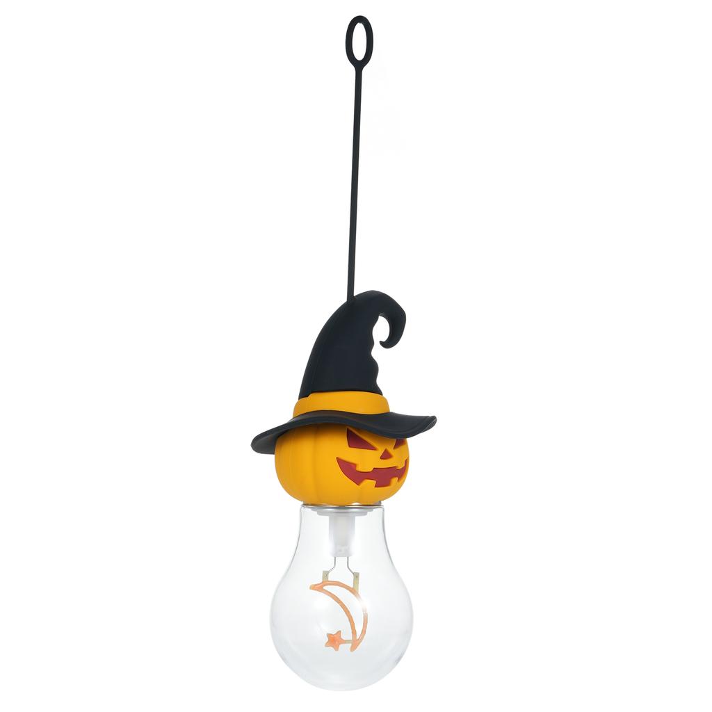 Halloween Decorative Light Bulb Rechargeable Light Bulb with Silicone Hanging Rope Pumpkin Head