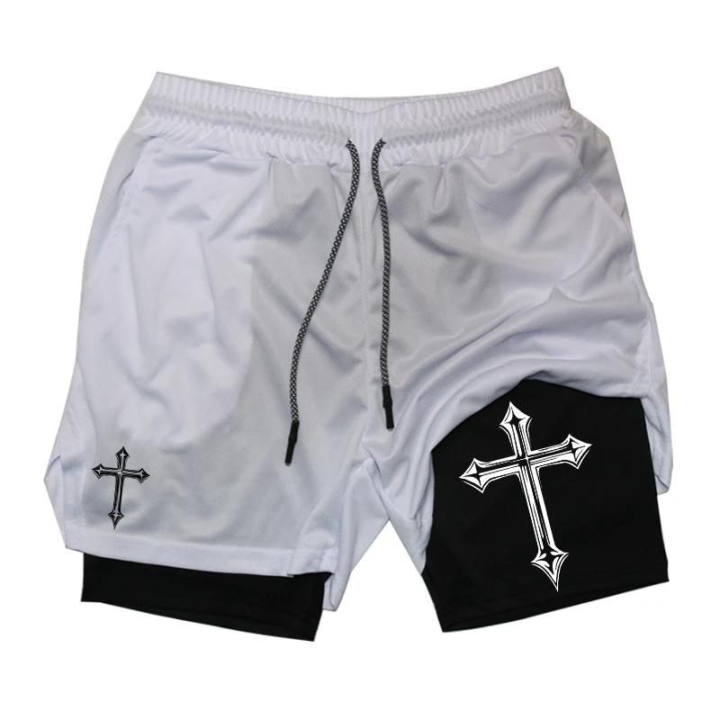 Kreuz Christlich Gott Jesus Camouflage Muay Thai Kickboxen MMA Shorts Herren Damen Unisex Doppellagig Schnelltrocknend Training Sport Fitnessstudio Workout