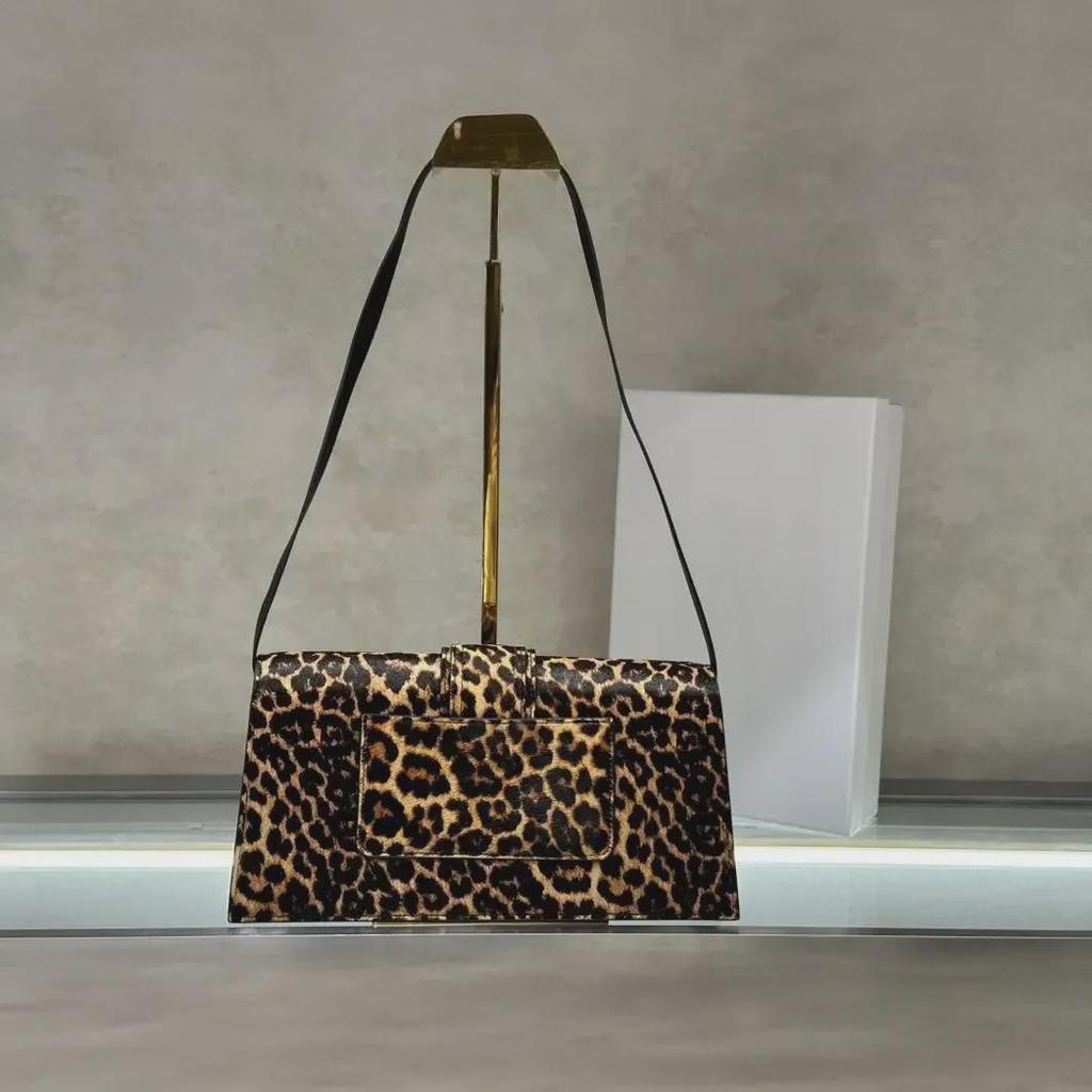 2024 Women's Genuine Leather Leopard Print Underarm & Crossbody Bag - Fashionable Versatile Handbag