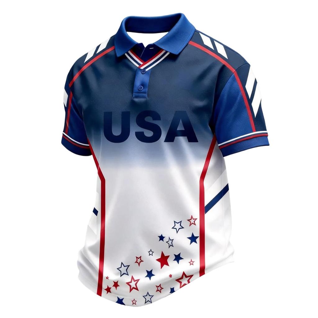 Men's Loose Fit Breathable Polo Shirt Short Sleeve Lightweight Fabric Comfortable Casual Top with Button Collar for Outdoor Activities