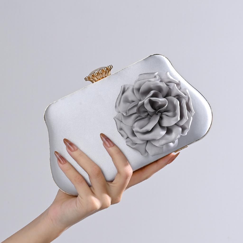 Luxury Women Handbag Fashion Clamp Evening Bag Satchel Retro Silk Rose Bag Designer Female Shoulder Crossbody Bag Wrist Bags
