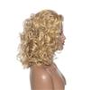 Ladies Synthetic Short Ombre Fluffy Blonde Gold Wigs Side Part for Women Daily Use High Temperature Fiber Curly Wigs
