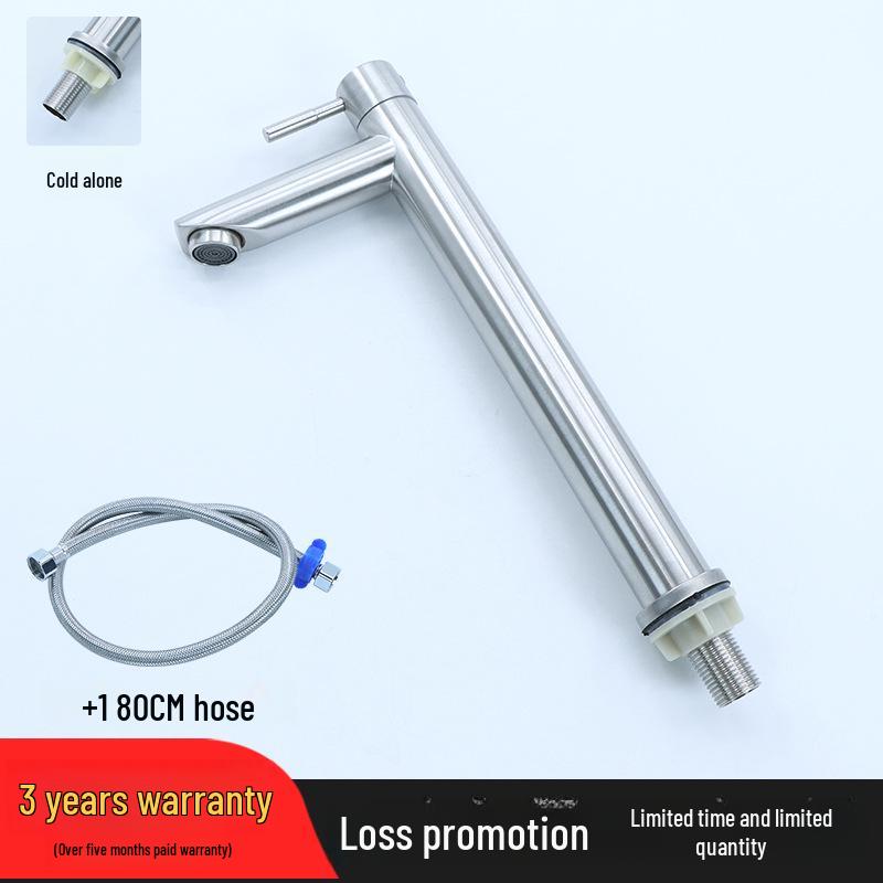 304 Stainless Steel Tall Single Cold Bathroom Faucet