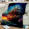 3D Pirate Ship Boat,Sailboat,Barque Blanket,Soft Throw Blanket for Home Bedroom Bed Sofa Picnic Travel Office Cover Blanket Kids