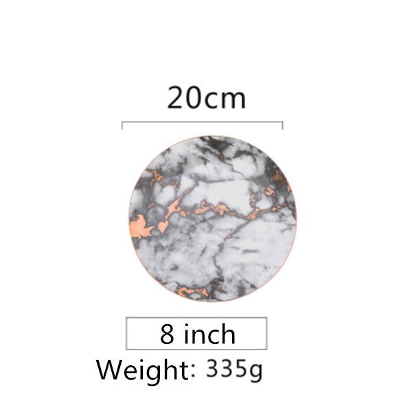 Marmorteller im europäischen Stil Keramik Geschirr Gold Einlage Porzellan Dessertteller Steak Salat Snack Kuchenteller Geschirr