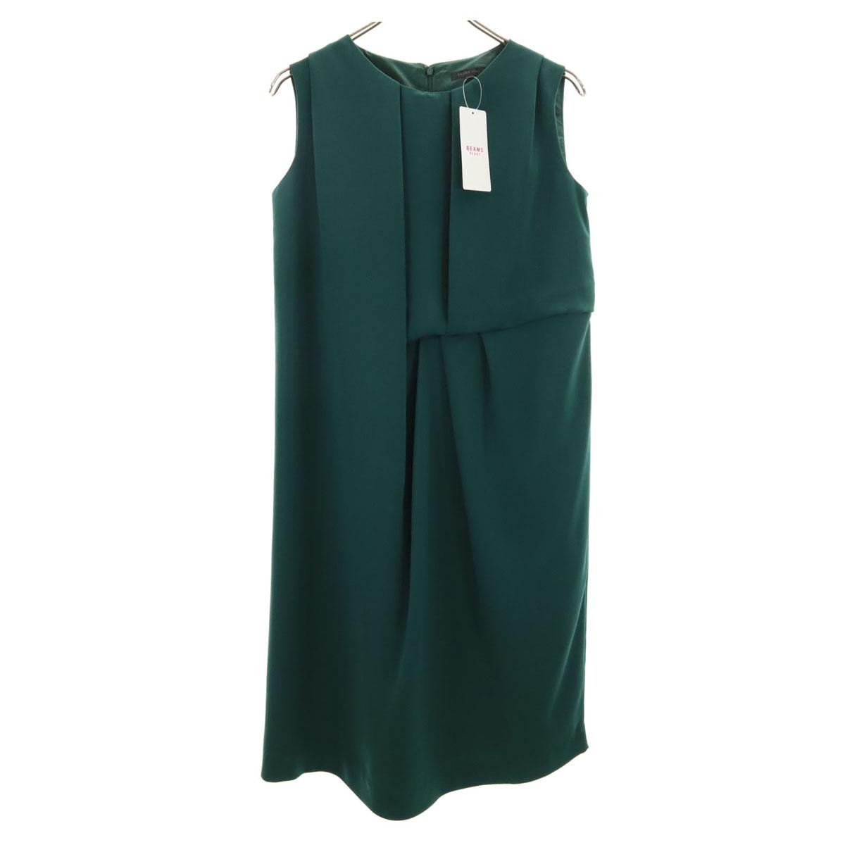 

unused BEAMS HEART No sleeve Asymmetric Cocoon Knee-length dress M green Women Used