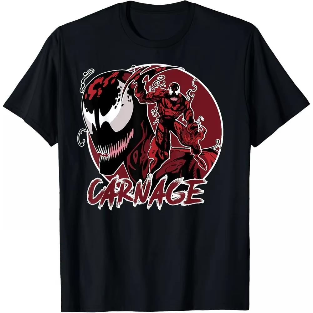 

2026 Carnage Venom Marvel TShirt Unisex Short Sleeve Dark Street Style Premium Cotton Fit Crew Neck Hip Hop Top for Men Women M