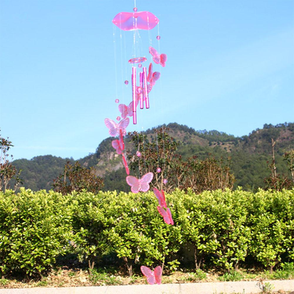 Butterfly Tubes Windchime Handmade Craft Door Hanging Pendant Bright Color Wall Decoration Chime for Home Garden Room Decoration