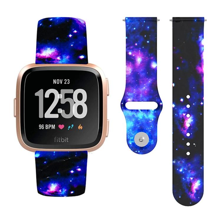 

For Fitbit Versa 2 / Lite 22mm Reverse Buckle Printed Silicone Watch Band(Pink Rose) For Fitbit Versa 2 / Lite