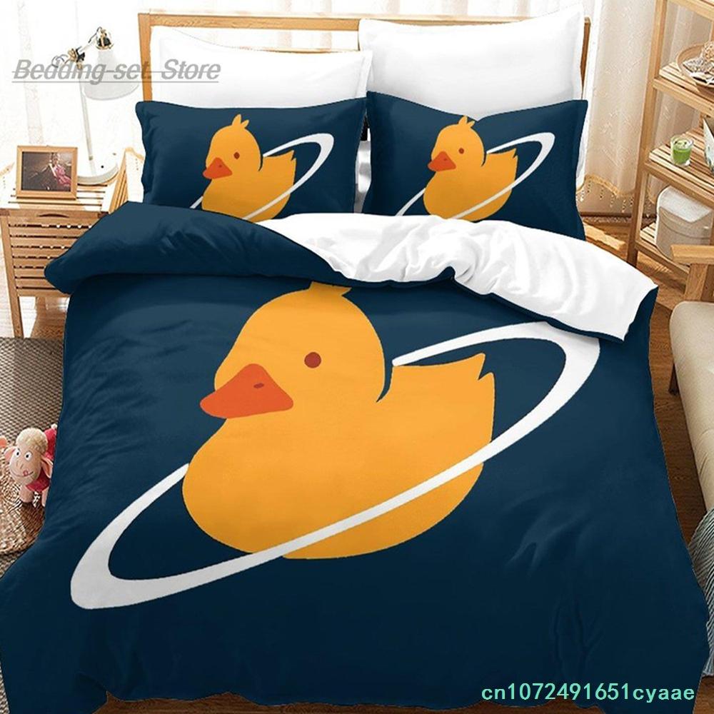 Quackity Duck Bedding Set Single Twin Full Queen King Size Bed Set Aldult Kid Bedroom Duvetcover Sets 3D Anime Bed Sheet Set