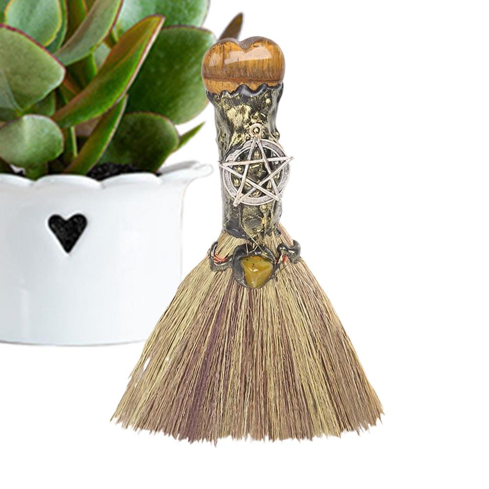 Halloween-Besen Kompakter Energie-Kristall Hexenbesen Für Schlafzimmer Reinigung Heilungsbedarf Heimdekoration Für Meditationsraum