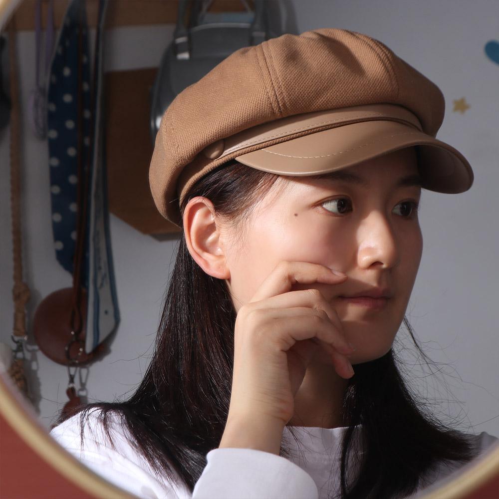 Casual Women's Beret Autumn Winter Painter Hat Fashion Pu Leather Beret  Girl