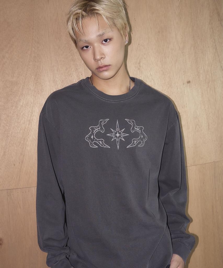 TRAVEL Cross Point Pigment Long Sleeve Black Charcoal