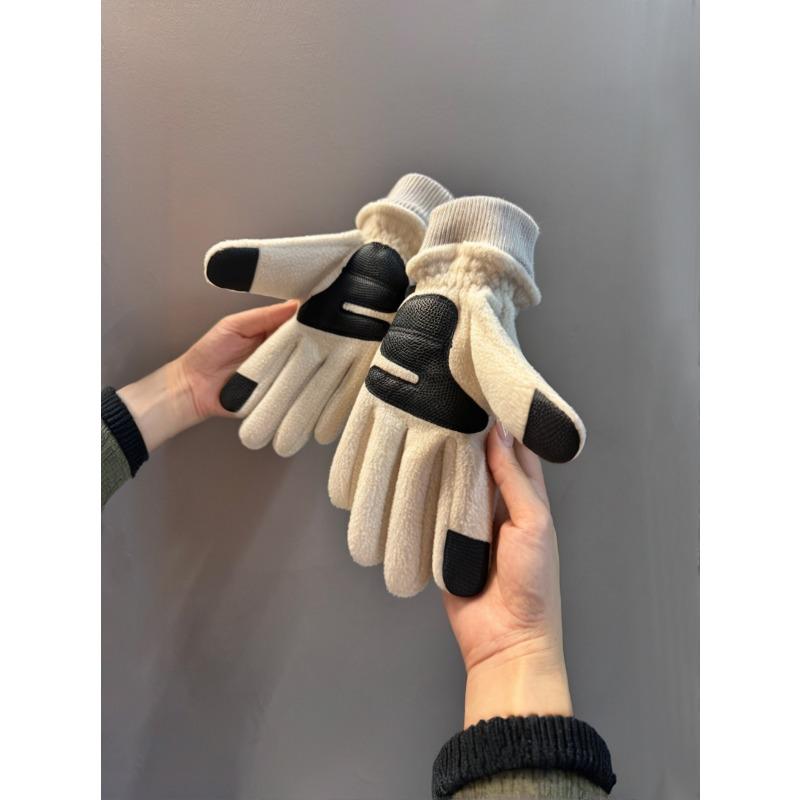 Outdoor Gloves Men's Winter Plus Velvet Thickened Warm Touch Screen Non Slip Cycling Biking Double Sided Fleece Gloves