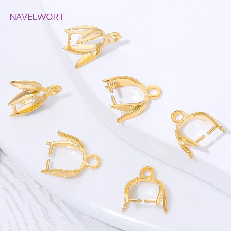 5/10Pcs Brass Pendant Clip Clasp 18K Gold Plated Pendant Pinch Bail For Necklace Making Accessories,DIY Jewelry Materials