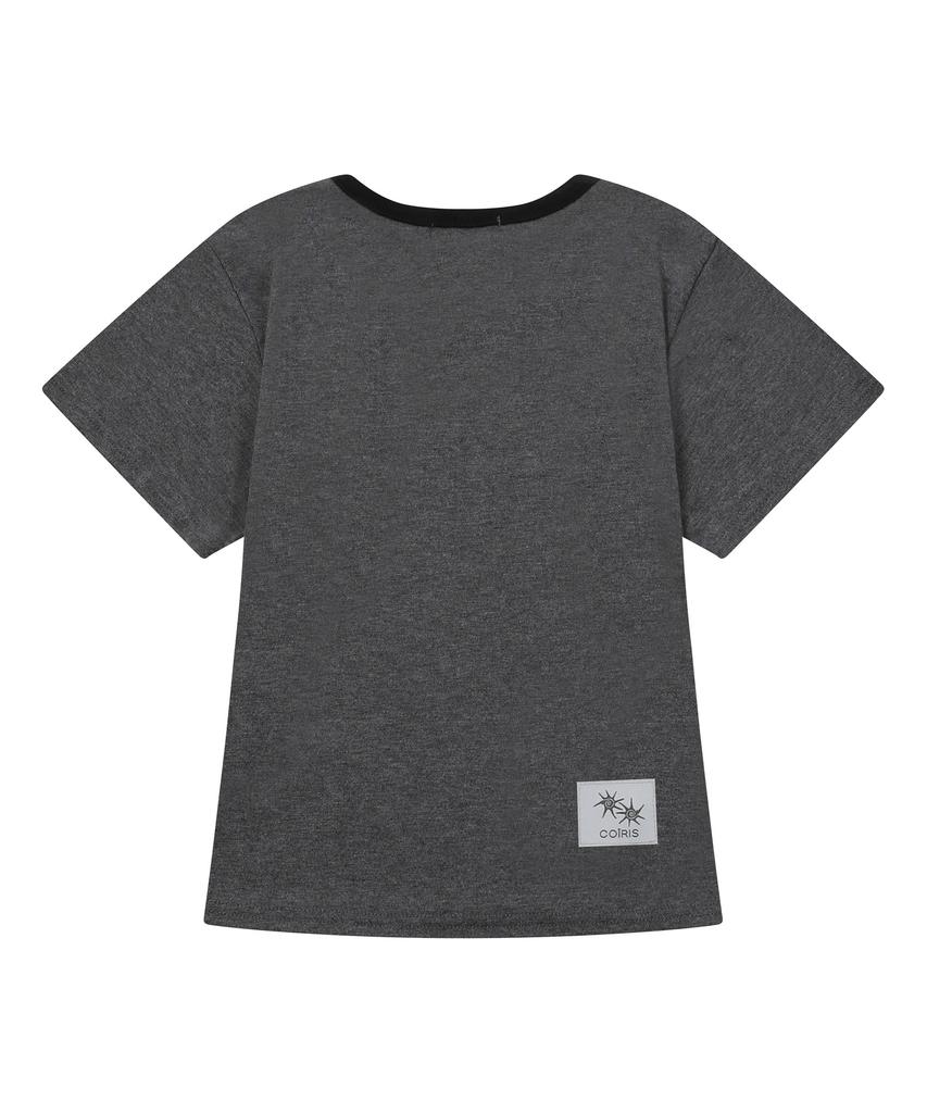 Koiliseu [U-Neck] Laura Small Logo Contrast U-Neck Short Sleeve T-Shirt (10 Colors)